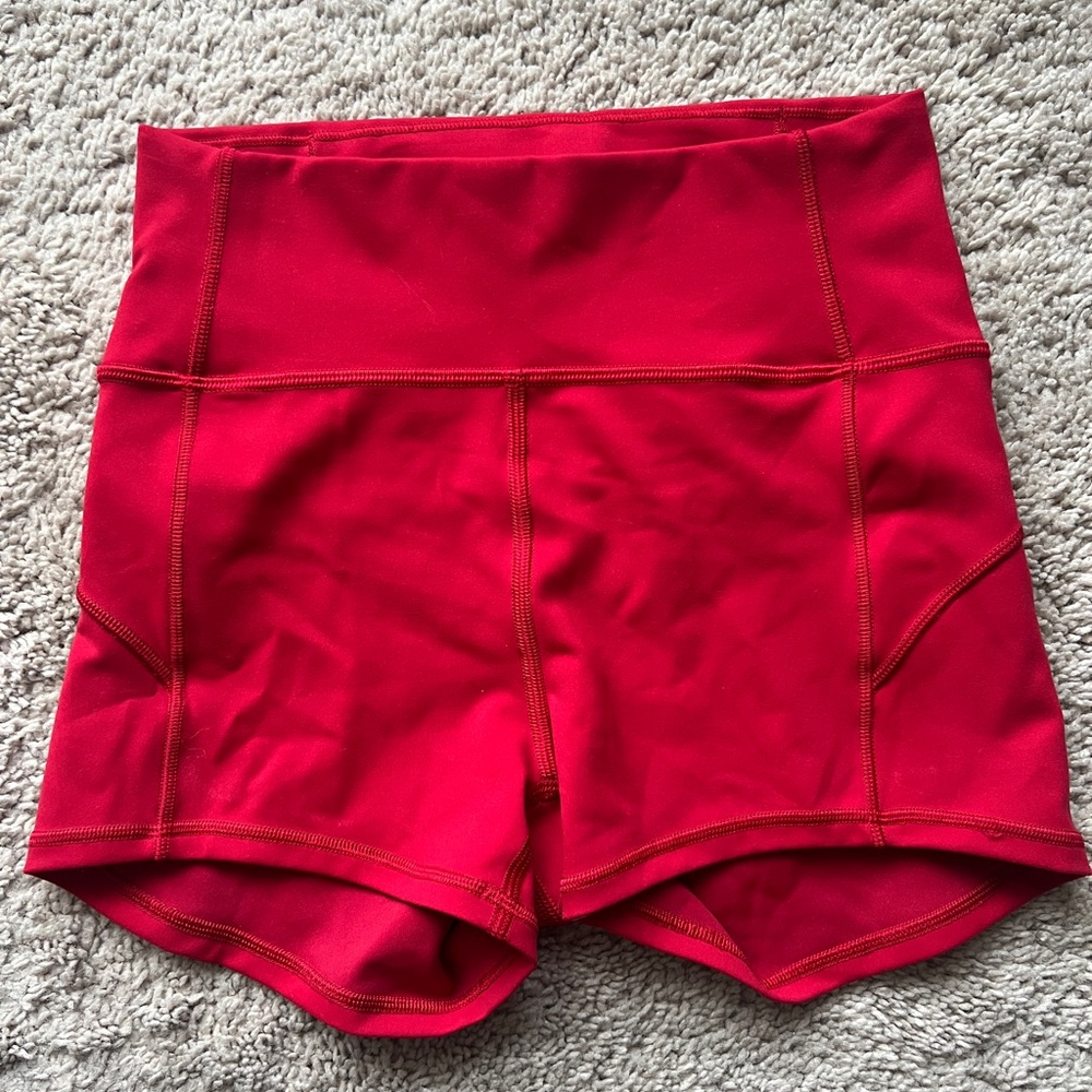Red Lululemon In Movement Shorts 2.5” (Everlux)